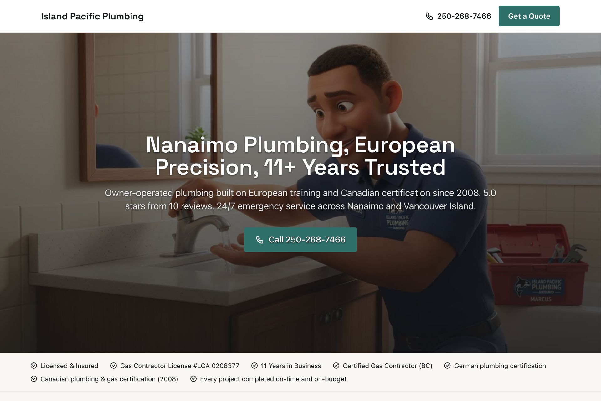 Island Pacific Plumbing website preview